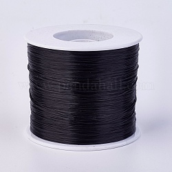 Cuerda de cristal elástica plana, Hilo de cuentas elástico, para hacer la pulsera elástica, negro, 0.7mm, alrededor de 546.8 yarda (500 m) / rollo