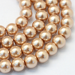 Chapelets de perles rondes en verre peint, burlywood, 6~7mm, Trou: 1mm, Environ 145 pcs/chapelet, 31.4 pouce