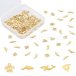 Cabochons aus Olycraft Ocean Theme-Legierung, zum Füllen mit DIY-Kristall-Epoxidharzmaterial, Mischformen, golden, 120 Stück / Karton
