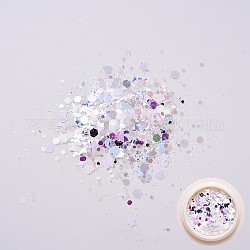 (Räumungsverkauf)glänzendes Nagelkunst-Dekorationszubehör, mit Glitzerpulver und Pailletten, diy sparkly paillette Tipps Nagel, beige, 1~3.5x1~3.5 mm, ca. 0.8 g / Kasten