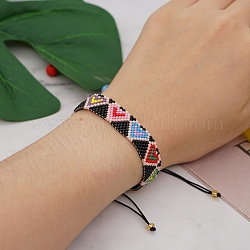 Bracelet en perles de rocaille miyuki tressées, bracelet d'amitié motif triangle pour femme, colorées, 11 pouce (28 cm)