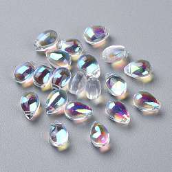 Transparent Glass Beads, Top Drilled Beads, Teardrop, Clear AB, 9x6x5mm, Hole: 1mm