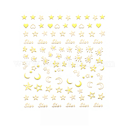 3d наклейки для ногтей с золотым тиснением, металлическая луна звезда сердце геометрия самоклеящиеся 3d принадлежности для дизайна ногтей, для женщин и девочек diy дизайн ногтей, звездное небо образец, 90x77 мм