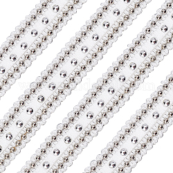 Полиэфирная лента, с имитацией жемчужина бисера, плоский, белые, 5/8 дюйм (15 мм), около 5 ярда/шт.
