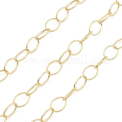 Brass Oval Link Chains, Unwelded, with Spool, Real 18K Gold Plated, 8x6x0.5mm
