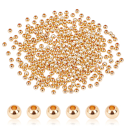Perles en laiton pandahall élite, Plaqué longue durée, rondelle, véritable 14k plaqué or, 3x2.5mm, Trou: 1.2mm, 300 pcs / boîte