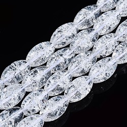 Trasparente perle di vetro crackle fili, ovale, chiaro, 13x8mm, Foro: 1.2 mm, circa 30pcs/filo, 15.75'' (40 cm)