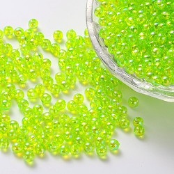 Eco-Friendly Transparent Acrylic Beads, Round, AB Color, Lawn Green, 5mm, Hole: 1.5mm, about 8400pcs/500g