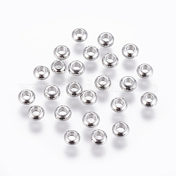 Perles séparateurs en laiton, rondelle, platine, 4x2mm, Trou: 2mm