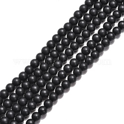 Синтетических черный камень бисер нитей, матовые, круглые, чёрные, 6 мм, отверстие : 1 мм, около 64 шт / нитка, 15.7 дюйм