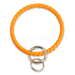 Силиконовый браслет-брелок, с пружинным кольцом из сплава, золотые, оранжевые, 14x8.7 см