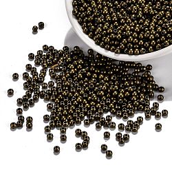 Perles rondes lisses en laiton, perles d'espacement cousues, bronze antique, 3mm, Trou: 1mm