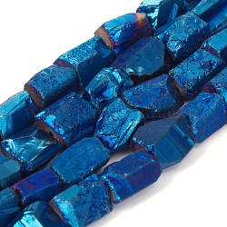 Elettrodeposte quarzo naturale perline di cristallo fili, pepite, blu placcato, 13~17x7~16x7~16mm, Foro: 1.2 mm, circa 27pcs/filo, 15.16 pollice (38.5 cm)