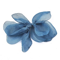 Accesorios de adorno de organza bowknot, para la joyería de diy artesanal, acero azul, 85~92x37~50mm
