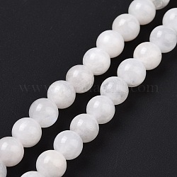 Natürliche runde Perlenstränge aus Regenbogenmondstein, 6 mm, Bohrung: 1 mm, ca. 31 Stk. / Strang, 7.6 Zoll