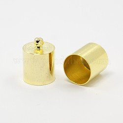 Fini con corda in ottone, testate di chiusura, oro, 14x10mm, Foro: 1 mm, diametro interno: 9mm