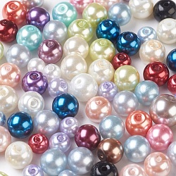 Perles en verre nacré, ronde, couleur mixte, 3~16mm, Trou: 1~1.6mm