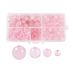 Fili di perline di quarzo rosa naturale 340 pz 4 dimensioni, tondo, 4mm / 6mm / 8mm / 10 millimetri, Foro: 0.8~1 mm, circa 100pcs/filo, 15 pollice (38.1 cm)