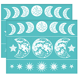 Stampino serigrafico autoadesivo, per la pittura su legno, tessuto della maglietta della decorazione fai da te, turchese, Modello della luna, 280x220mm