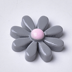 Cabuchones de resina, flor, gris pizarra, 17~18x5~6mm