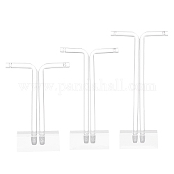 Acrylic T Bar Earring Displays Stand, Clear, 40x82mm, 3pcs/set