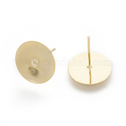 Accessoires de puces d'oreilles en 202 acier inoxydable, avec des épingles en 304 acier inoxydable, or, 12x12mm, pin: 0.7 mm