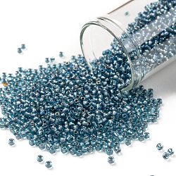 Toho runde Saatperlen, japanische Saatperlen, (275) Innenfarbe ab Kristall / blaugrün gefüttert, 11/0, 2.2 mm, Bohrung: 0.8 mm, ca. 50000 Stk. / Pfund