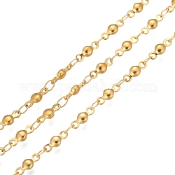 304 Stainless Steel Chains, Flat Round Link Chains, Soldered, with Spool, Golden, 8x3x2mm, about 32.8 Feet(10m)/roll