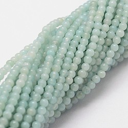 Chapelets de perles en amazonite naturelle, ronde, 2mm, Trou: 0.5mm, Environ 190 pcs/chapelet
