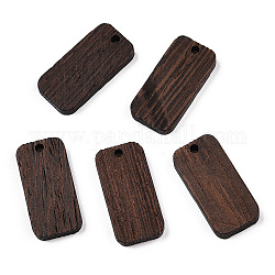 Colgantes de madera de wengué natural, sin teñir, dijes rectangulares, coco marrón, 27x13x3.5mm, agujero: 2 mm