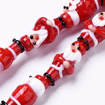 Manuell Murano Glas Perlen, für Weihnachten, weihnachtsmann, rot, 24~27x10~14x13~17 mm, Bohrung: 1.8 mm