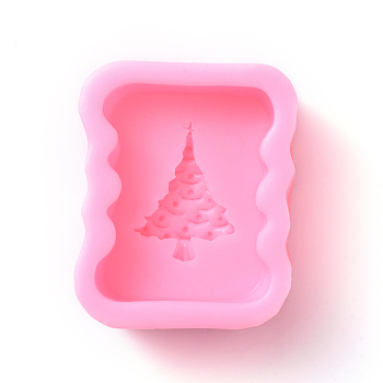クリスマスツリーの石鹸の形のdiyの食品等級のシリコンモールド  フォンダン型  DIYケーキデコレーション用  チョコレート  キャンディ  ランダム単色またはランダム混色  82x68x30mm AJEW-P046-73