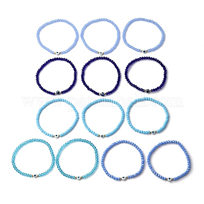 13 комплект эластичных браслетов от сглаза из смолы и стеклянных бусин BJEW-JB12367-1
