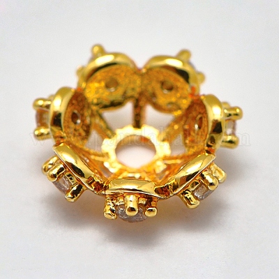 Латунные микро проложить кубического циркония Шапочки KK-K180-09G-1