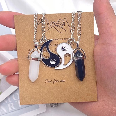 2 шт. стеклянный двойной граненый заостренный кулон в виде пули для пары ожерелий с подвесками инь-ян FS-WG058EE-08-1