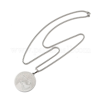 201 нержавеющая сталь плоская круглая с подвеской в виде мальчика NJEW-R013-05P-1