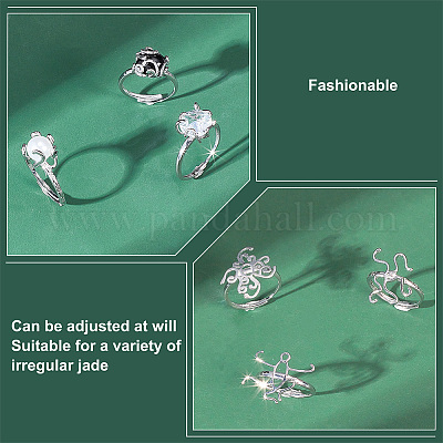 6 шт. 3-х стильные регулируемые латунные кольца для пальцев KK-PH0005-22-1