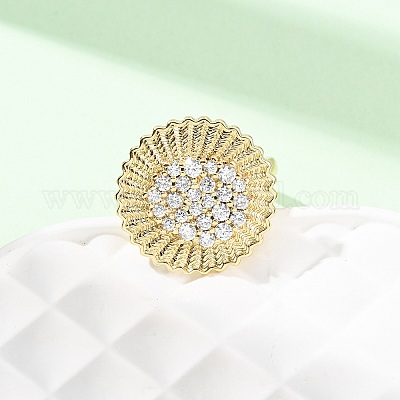 Регулируемые латунные кольца-манжеты с микропаве из кубического циркония для женщин RJEW-B139-07G-02-1