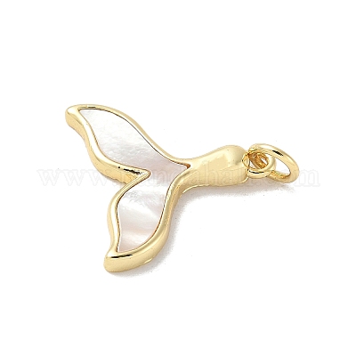 Подвески из латуни с натуральными белыми ракушками KK-S522-05G-G-1