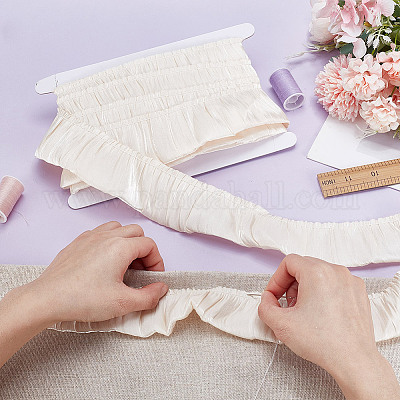 9 ярд шифоновой кружевной ленты с морщинами OCOR-HY0002-38B-03-1