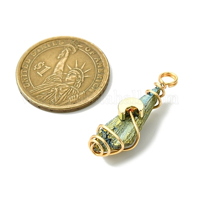 2 шт. подвески из натурального кварцевого кристалла с гальваническим покрытием PALLOY-JF03169-01-1