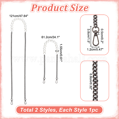 2 шт. 2 стиля пластиковых ремешков для сумок с бусинами из искусственного жемчуга DIY-WR0002-72B-1
