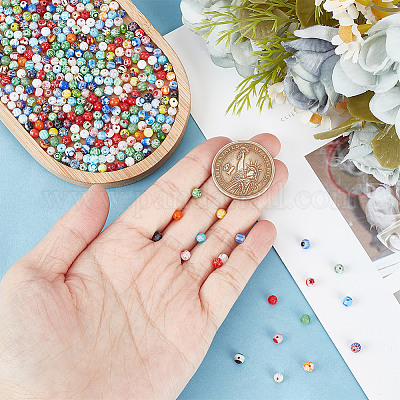 4 нити круглых стеклянных бусин миллефиори ручной работы LAMP-GO0001-13-1