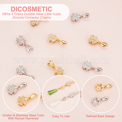 20 шт. 2-цветные латунные микропаве прозрачные кубические цирконии держатели для ледорубов KK-DC0001-92-1