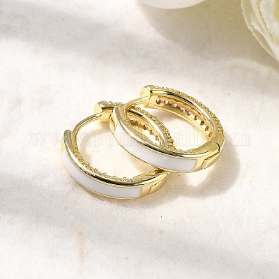 Латунные серьги-кольца из прозрачного кубического циркония EJEW-K276-11G-02-1