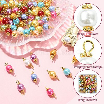 100 шт. 10 стиля круглые перламутровые стеклянные подвески-соединители с жемчужинами PALLOY-CJ00118-1