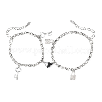 2шт. браслеты с подвесками из нержавеющей стали 304 BJEW-JB12823-1