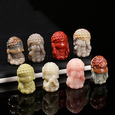染色された天然アラシャン瑪瑙の彫刻ビーズ 仏陀 22x12mmの通販