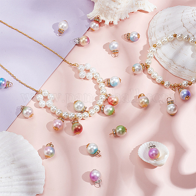 100 шт. 10-цветные градиентные подвески из АБС-пластика с имитацией жемчуга FIND-PH0023-54-1