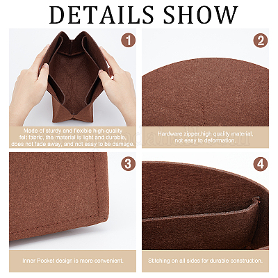  WADORN Purse Organizer Insert, Felt Shoulder Bags Insert Arc  Shape Underarm Bag Organizer Insert Multiple Compartments Bag Insert Shaper  with Zipper for LV Loop Hobo, 4x8.8x1.8 Inch, Brown : Clothing, Shoes